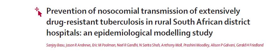 Examined different strategies for reducing transmission Infection control measures Limited effect alone Combination increased effect Nearly 1/3