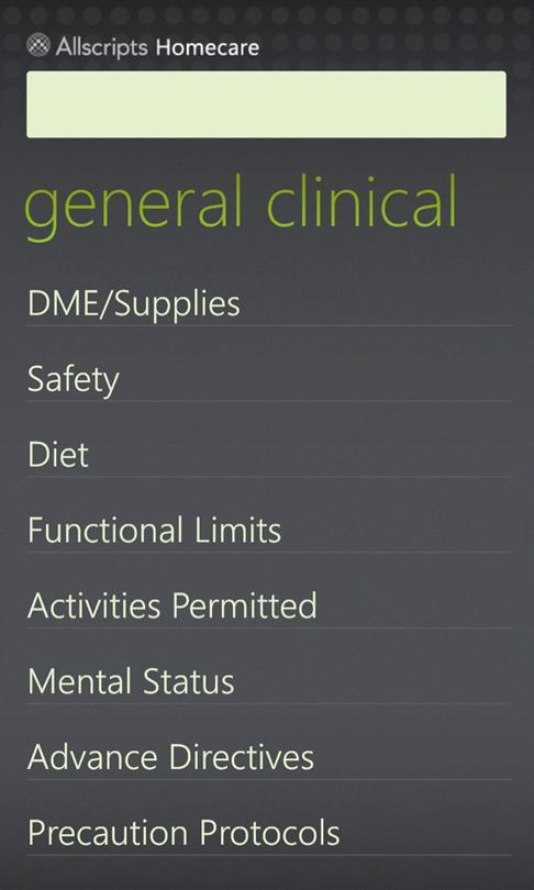 To view critical data related to your patient, tap the General Clinical tab.