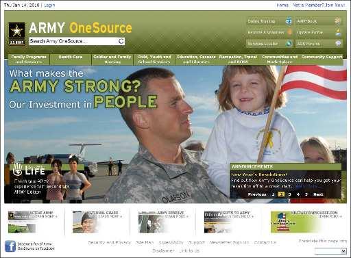 password, and click the Army OneSource