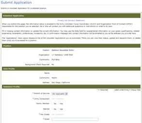 The Submit Application screen is displayed. Submit Application Screen (fig. 2.20) Complete all the required [*] application information.