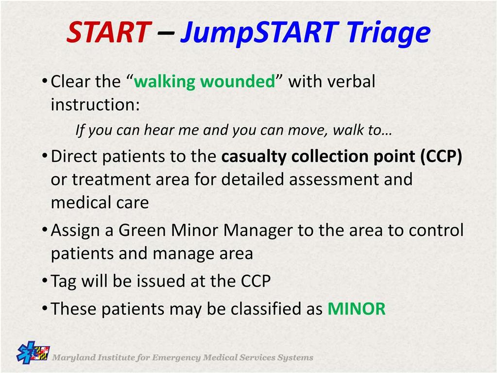 Talk the students through the triage process using these guidelines.