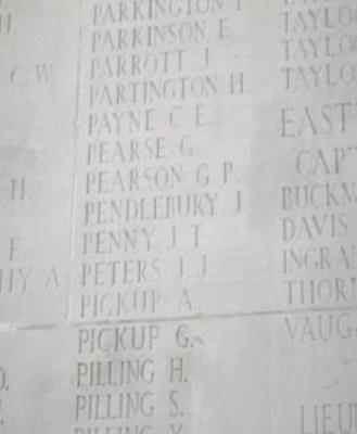Let's look at one of the names on the Memorial: James Pendlebury lived in Chorley and served with 11 th East Lancashire Regiment (otherwise known as the Accrington Pals).
