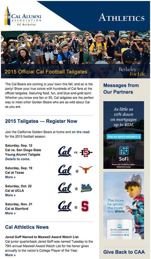 Athletics E-Newsletter The Athletics e-newsletter is sent to more than 52,000 subscribers.