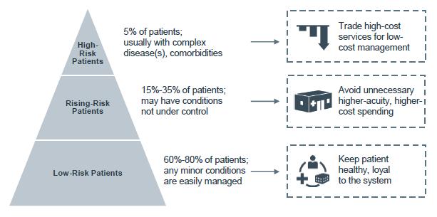 Patients as the organizing approach High risk patients: Clinic-based care managers; Proactive Outreach Team; Health Resilience Specialists; Elder at Home