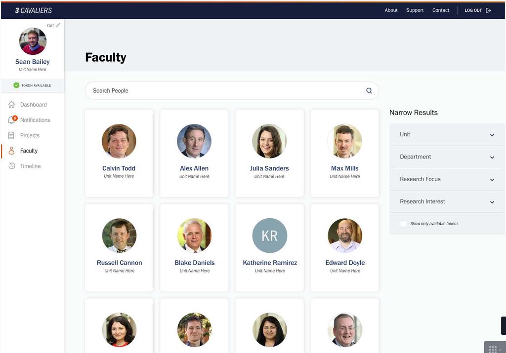 Search Faculty based on research area, keywords or faculty names or unit.