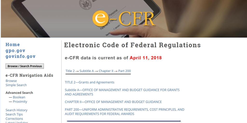 CFR Website https://www.ecfr.gov/cgi-bin/textidx?