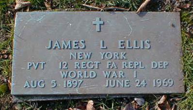 Ellis, James L. St. Patrick s Cemetery Village of Victor Referenes: Ellis, James L. AGO fm 724-1. New York, Abstracts of World War I Military Service, 1917-1919.