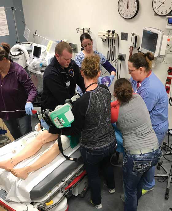 providing practice emergency scenarios. Mercyhealth also has an ambulance-based mobile simulation lab utilized on the road for firefighters, paramedics and EMTs at local fire stations.