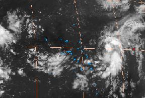 WEATHER Courtesy of Aeromet Kwajalein Atoll dodged a bullet late last month when Tropical Storm Chanchu, far right, passed to the northeast, hardly causing a palm tree to stir.
