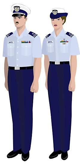Tropical Blue This uniform may be worn instead of the Service Dress Blue uniform except for occasions where the civilian equivalent is coat and tie.