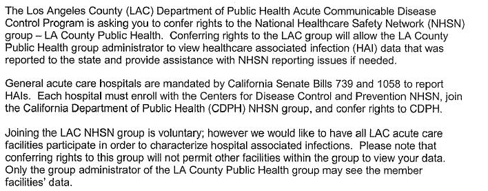 Informing hospitals, part 1 April 2010: sent letter to all ACHs requesting voluntary conferral of rights of the