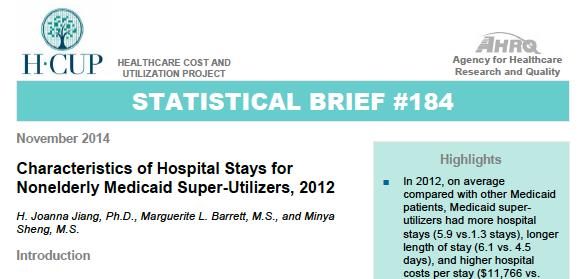 Key stats: 85% are over age 21 Average 6 hospitalizations/yr LOS: 6.1 v. 4.5 days Cost: $11,600 v.