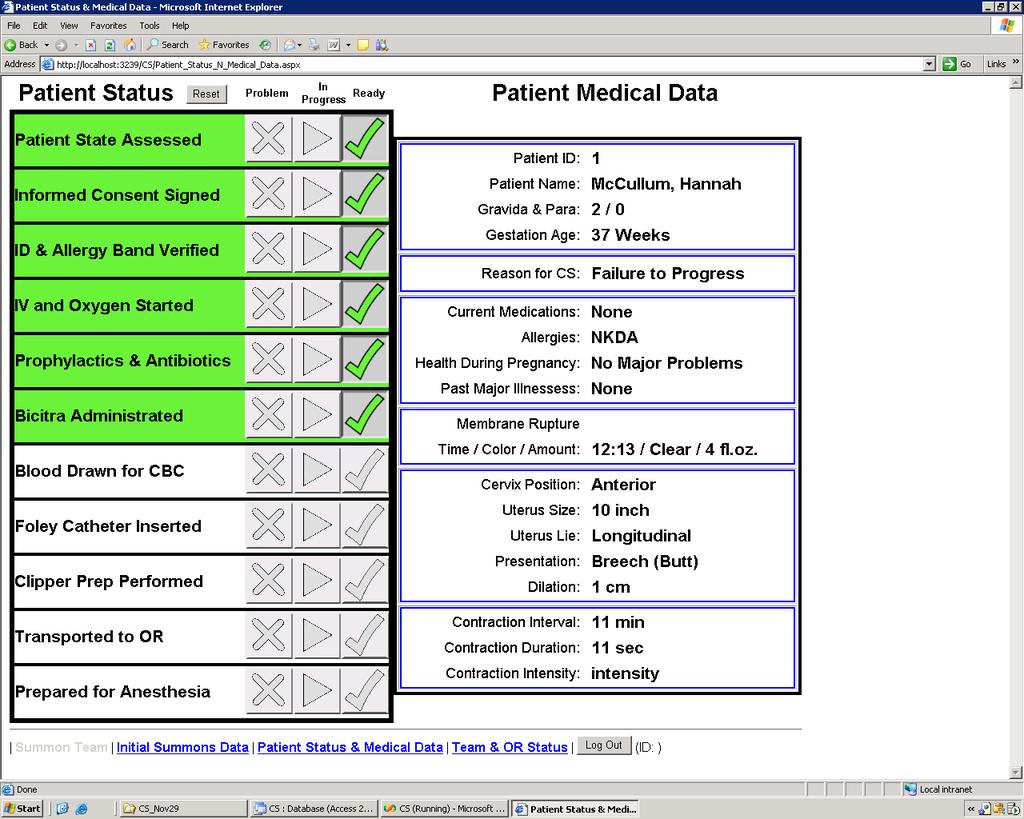 Patient Preparation With Tablet PCs Or PDAS Nurses prepare patient (checklist).