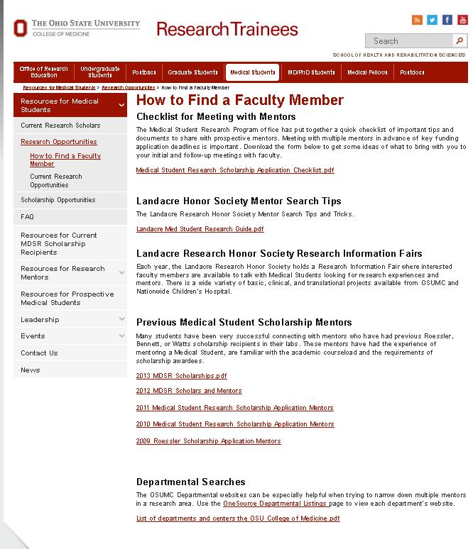 Finding a Research Mentor (continued) Landacre Honor Society Mentor Search Tips Mentor Search Tips and Tricks from the Research Honor Society.