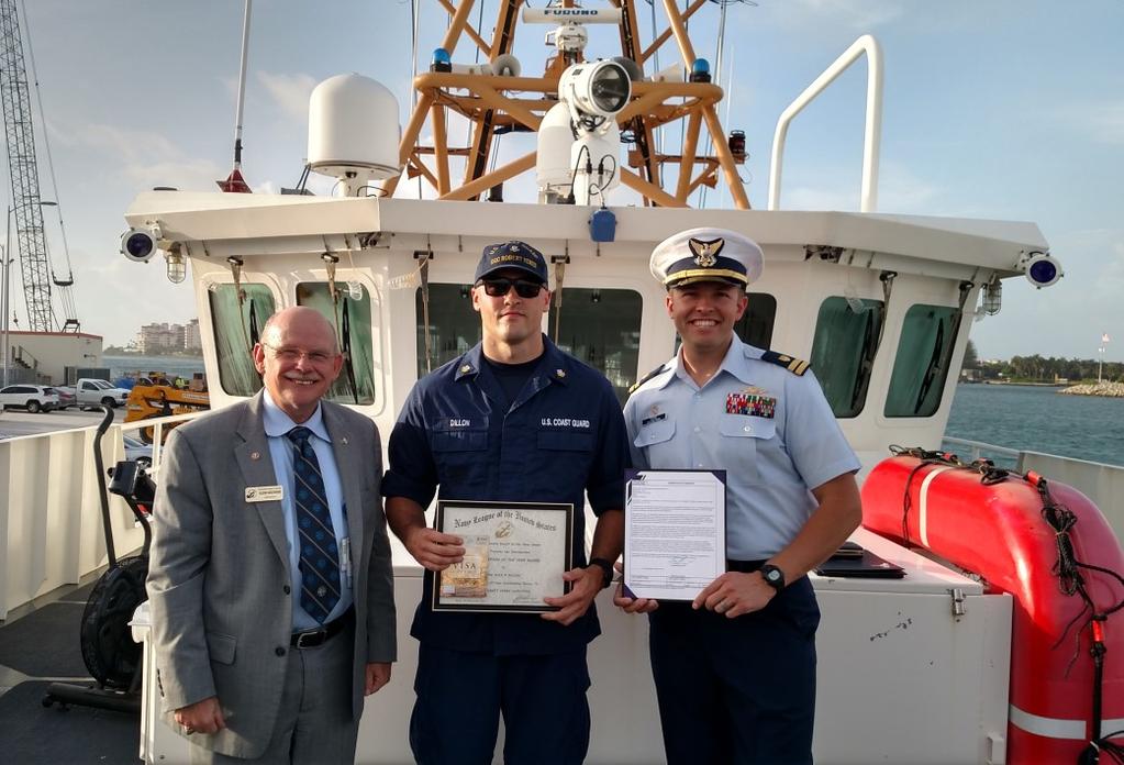 Petersburg, FL. ET2 Joshua West was recognized for his service as he left active duty with the Coast Guard to pursue opportunities in cybersecurity.