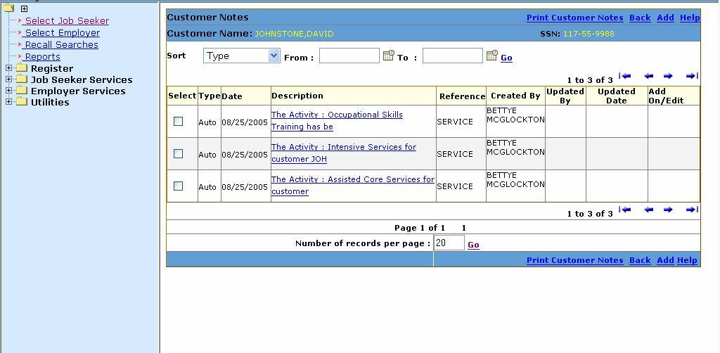 Job Seeker Customer Case Notes Go to the Navigation Menu and click on the Register folder,