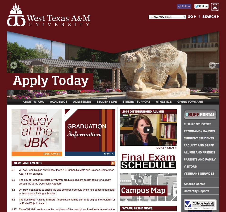 Proper Color Use Example This mock-up of the University s home page illustrates the proper use of