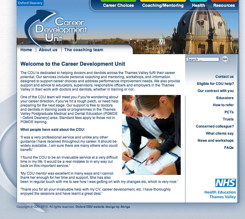 Back on the home page, the sixth tab down on the left is for our renowned Career Development Unit ( rebranding as Professional Support Unit).