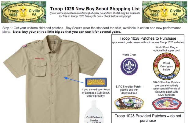 Uniforms and Gear We have a uniform handout Scouts need tan shirt (sized a little large) and