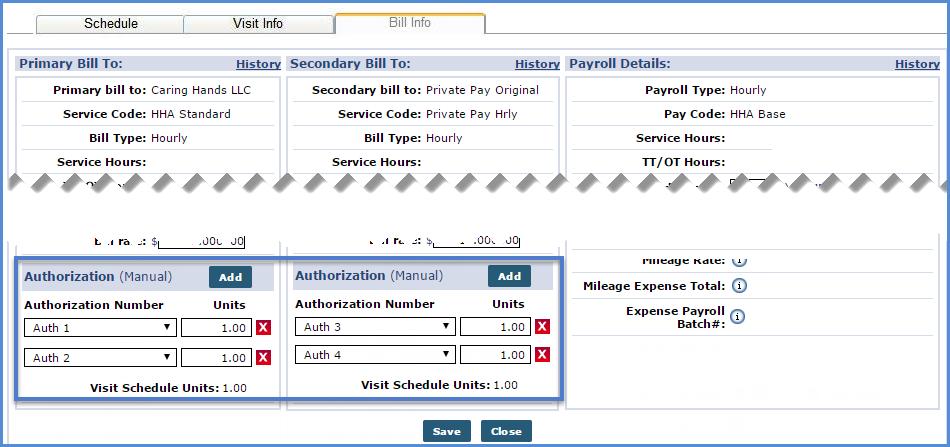 Appled to Invoice Any visits associated with an authorization have been billed or exported, these authorizations can no longer be deleted.