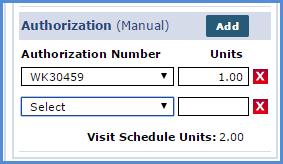This field also serves as a dropdown that contains all the Authorizations associated with the Patient applicable to the Visit.