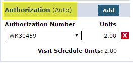 Authorization (Auto): This status indicates that the system assigned the Authorization(s) to the Visit: Authorization (Auto) Status 2.