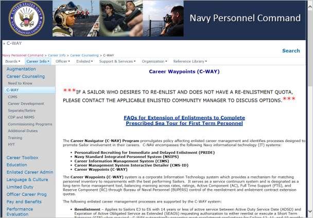 WEBSITE FOR C-WAY http://www.public.navy.mil/bupers-npc/career/careercounseling/pages/c-way.