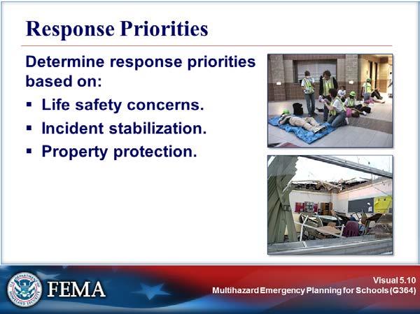 RESPONSE PROCEDURES Visual 5.10 Key Points Protecting the health and safety of everyone in the facility is the first priority during an emergency.