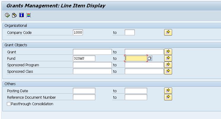 Grants Management: Line Item Display Using the T-code S_PLN_16000269, the user can run a Grants Management