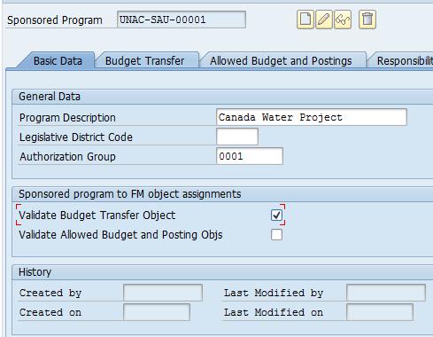 Create Sponsored Program Confirm Business Partner Create Sponsored Program Create Grant Link Internal Order/WBSE Link WBSE Link Passthrough Grants 5 Click the Basic Data tab 6 Enter the details in