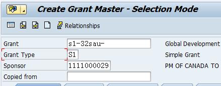 Create Simple Grant Confirm Business Partner Create Sponsored Program Create Grant Link Internal Order/WBSE Link WBSE Link Passthrough Grants 4 Populate data in the following fields: Grant Number: