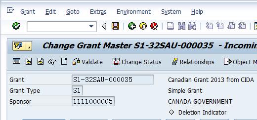 Change the Status of Grant Confirm Business Partner Create Sponsored Program Create Grant Link Internal Order/WBSE Link WBSE Link Passthrough Grants The steps to change the status of a grant are as