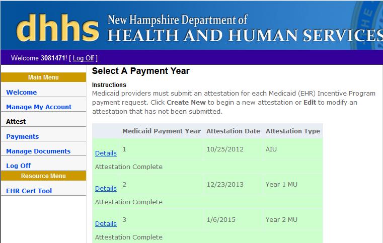 Submission Receipt Complete An Attestation Select A Payment Year epip will display a Submission Receipt for EPs that successfully submitted an attestation.