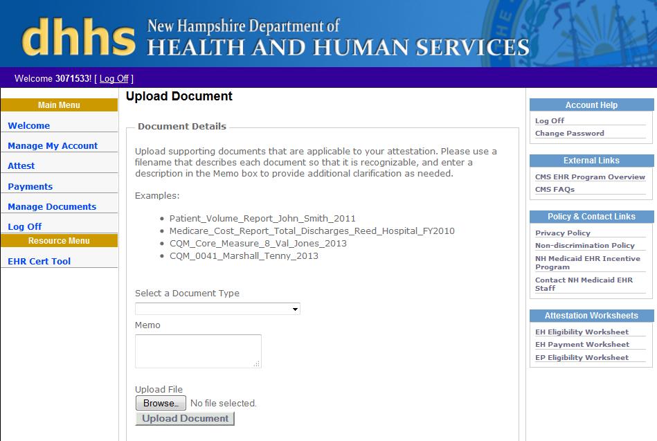Upload Document Complete An Attestation *** IMPORTANT *** PLEASE ENSURE THAT ALL PROTECTED HEALTH INFORMATION, I.E., HIPAA DATA, HAS BEEN REDACTED (REMOVED OR BLACKED OUT).
