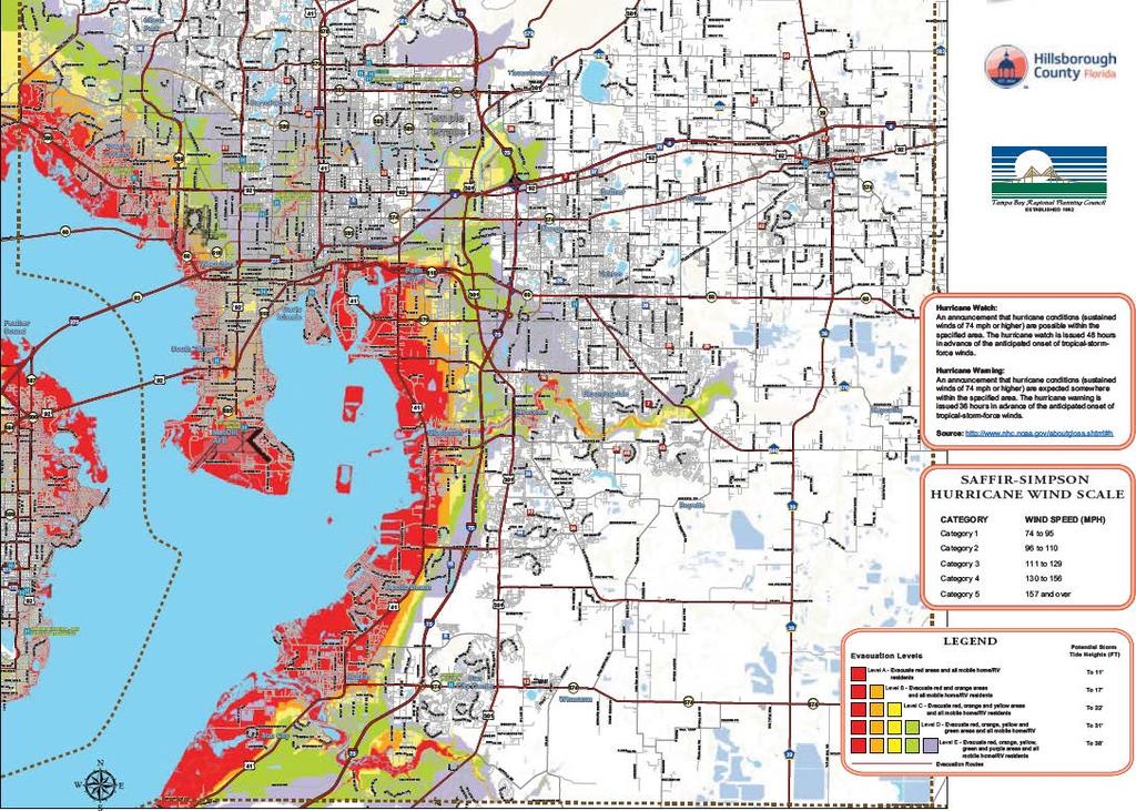 Know Your Zone Based on worst case storm surge Evacuation zone levels: A, B, C, D, and E Zone A (red) is the most vulnerable