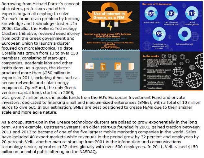 Greece s brain-drain problem by forming knowledge and technology clusters.