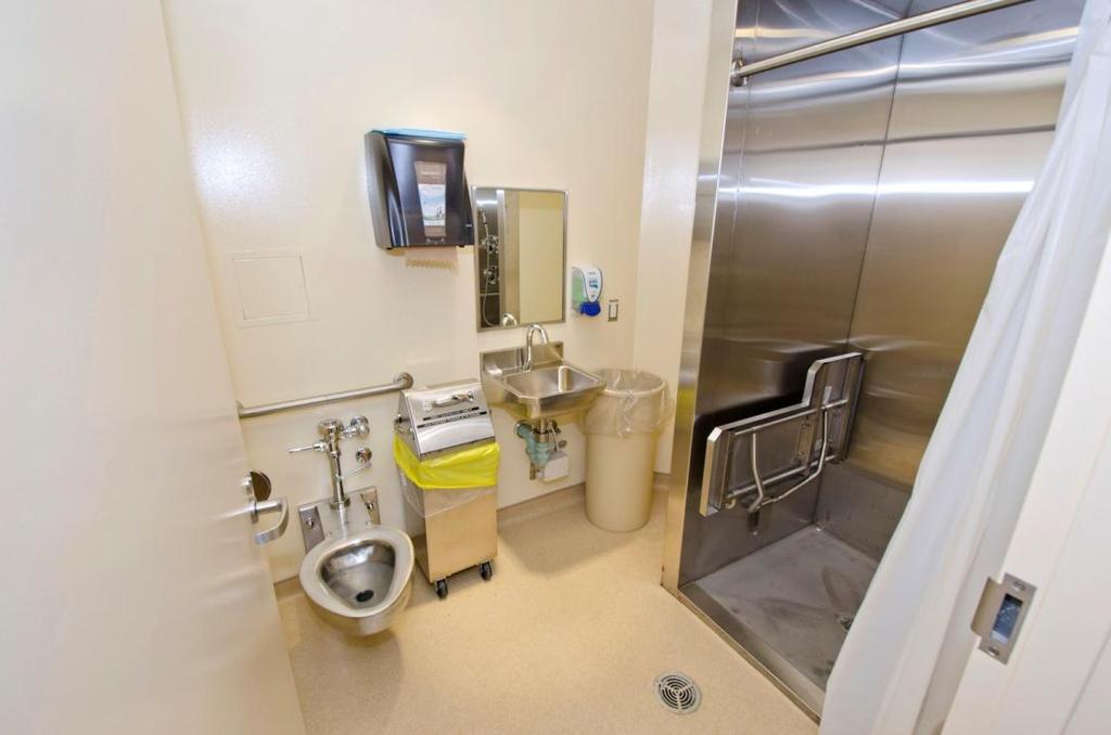 131 I-MIBG Suite layout: This is the patient bathroom, there is a toilet and a shower. The RSO will tell you when your child is allowed to use the shower and the toilet.