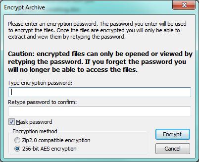 Encrypting Confidential Files for Email (continued) 8. You will be prompted to enter a password and set the encryption level.