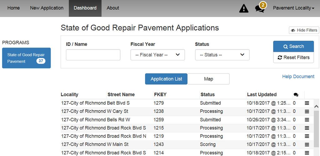 SGR Pavement Locality Applications the