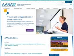 Digital opportunities Advertise in AANA's Official Marketing Opportunities 25% average open rate 42,000+ opt-in recipients 72,000 average monthly page views Anesthesia E-ssential The official email
