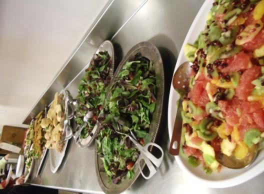 A salad made by program participants (left); inside the restaurant (right). 2.