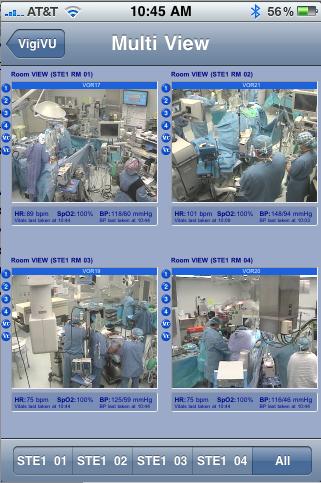 presented. [Fig. 2] Selection of any one of the video windows provides a full screen view with camera control and an opportunity for direct linkage to each of the room s case views.