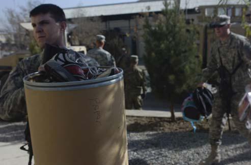 , HHC, 1-181 provided security during a convoy mission to bring humanitarian aid to a nearby Afghanistan National Army camp and assisted with the delivery of children s clothing and school supplies