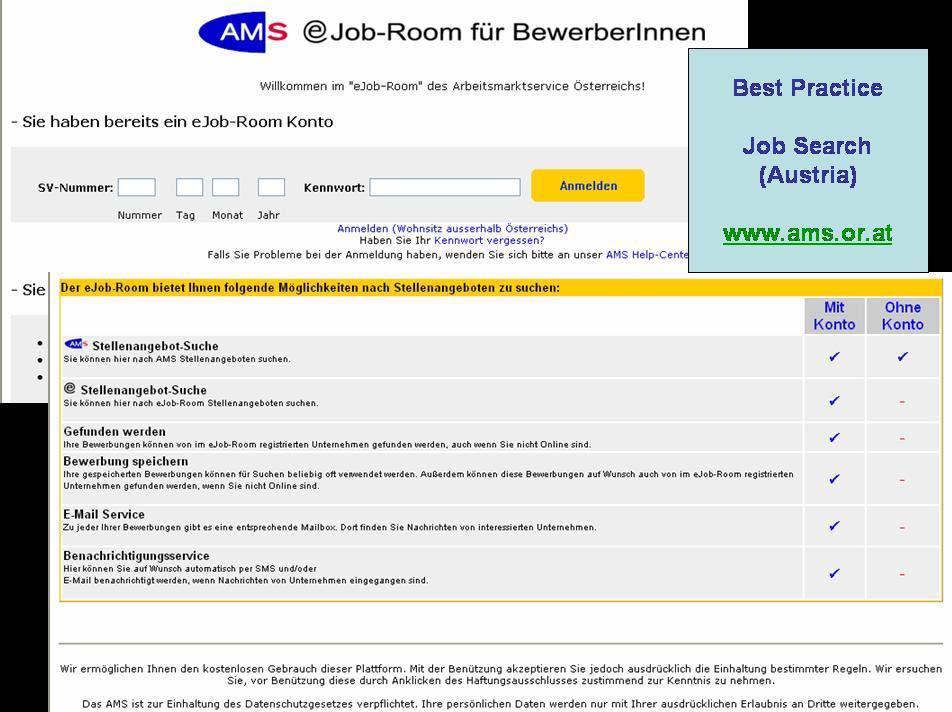 6.2 Job Search Services The responsible authority for job search in Austria is the Ministry of Labour and Economy (Bundesministerium für Wirtschaft und Arbeit).