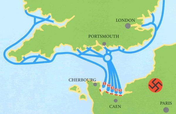 Allied invasion across English Channel into Normandy, France