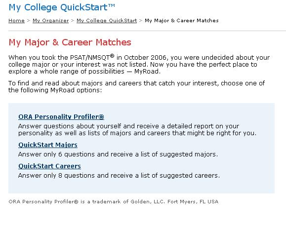 My Major & Career Matches Discover the Unknown Unsure of your interests?