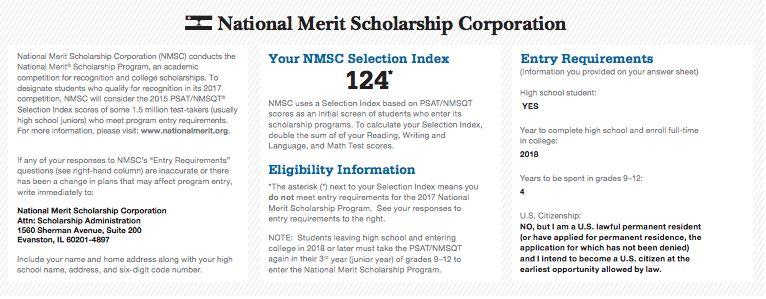 National Merit Scholarship Selection Index: (CR + W + M) x 2 38 38 38 The highest index score for the redesigned PSAT is 228: (38+38+38)*2