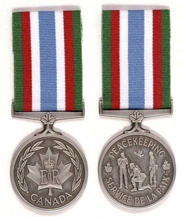 CANADIAN PEACEKEEPING SERVICE MEDAL TERMS Awarded for 30 days of honourable service in a peacekeeping theatre or in direct support of a peacekeeping theatre.
