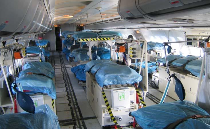 Figure 4: The Air Force Airbus A310 Multi Role Transporter equipped for intensive care treatment can carry 44 patients, 6 on ventilator treatment.