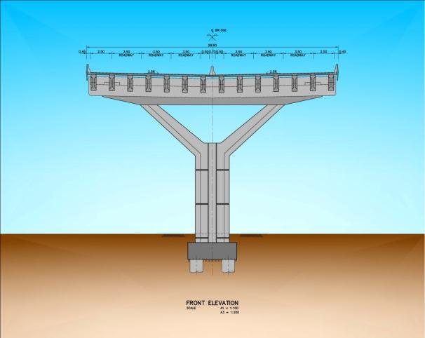 - 4 - (2) Typical Section of Viaduct Structure The viaduct structure of Buraphavithi-Pattaya Expressway Project is design to be pre-stressed concrete I-girder shape which is popular in Thailand with